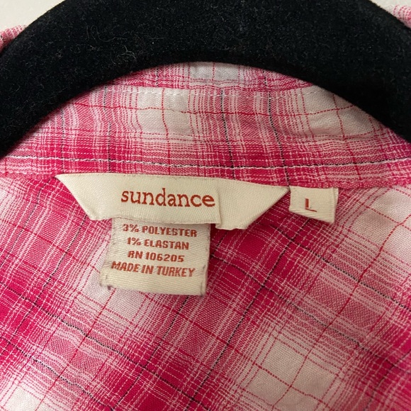 Sundance Women’s Size Large Red White Plaid Button Up Shirt - Picture 3 of 10